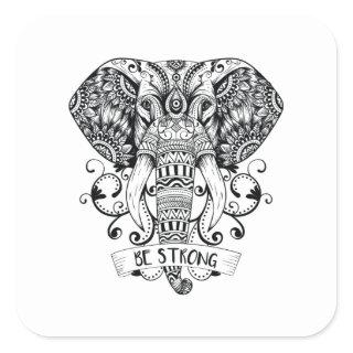 Mandala Elephant Square Sticker