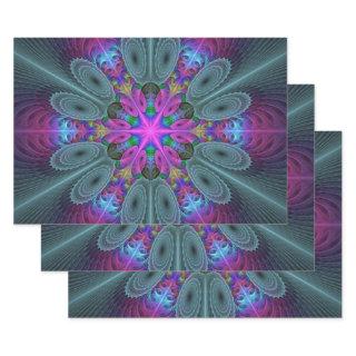 Mandala From Center Colorful Fractal Art With Pink  Sheets