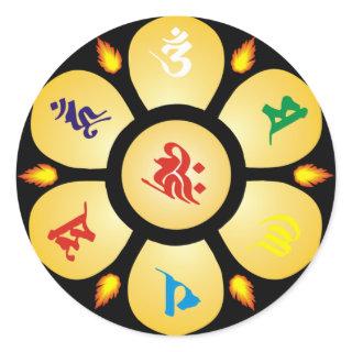 Mandala Mantra of Goddess Buddhist Sanskrit Classic Round Sticker