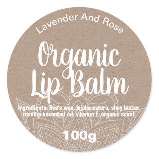 Mandala Organic Lip Balm Kraft Labels