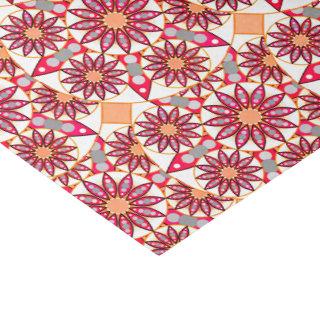 Mandala pattern, coral, peach, white and grey tissue paper