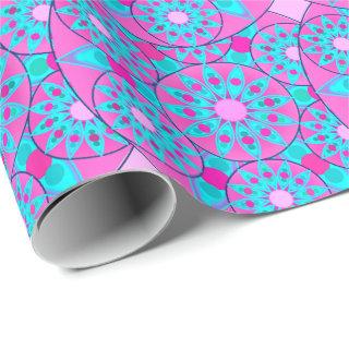 Mandala pattern, fuchsia, pink & turquoise