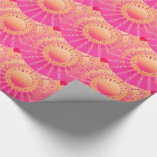 Mandala with Stars - pink and coral satin gradient