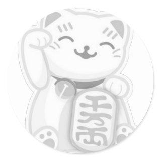maneki neko gray classic round sticker