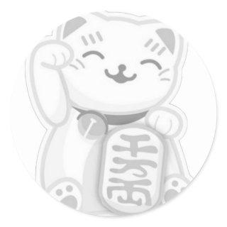 maneki neko gray classic round sticker