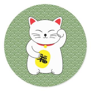 Maneki Neko Lucky Cat Classic Round Sticker