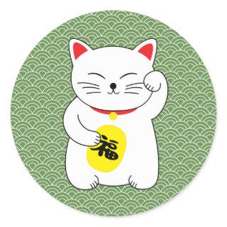 Maneki Neko Lucky Cat Classic Round Sticker