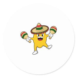 Mango as Musician with Maraca Classic Round Sticker