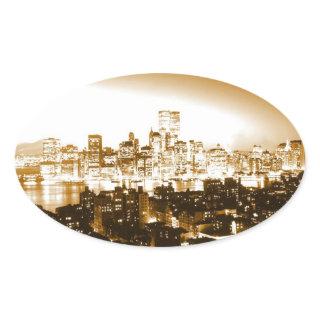 Manhattan New York Oval Sticker
