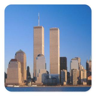 Manhattan Skyline and Hudson River, New York, 2 Square Sticker