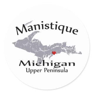 Manistique Michigan Heart Map Design Sticker