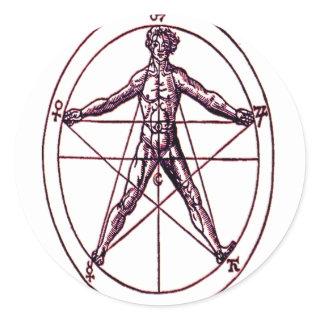 Man's *Magical Pentagram* Symbol Classic Round Sticker