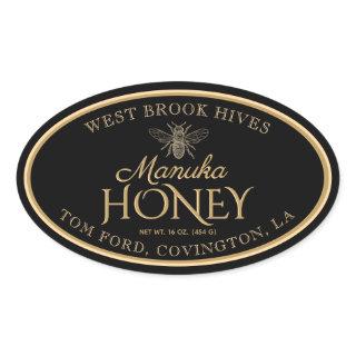 Manuka Honey Black Gold Vintage Bee Oval Label