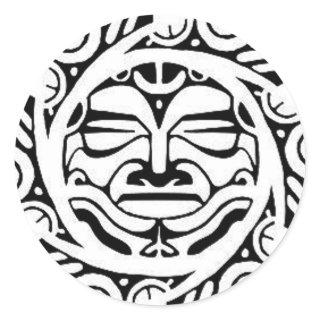 Maori Mask Classic Round Sticker