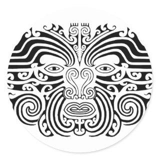 Maori Tattoo - Black and White Classic Round Sticker