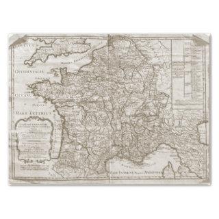 Map France Vintage Decoupage Tissue Paper