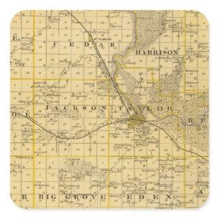 Map of Benton County, State of Iowa Square Sticker
