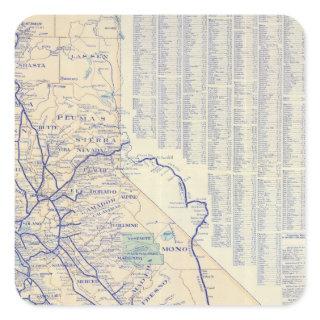 Map of California 4 Square Sticker