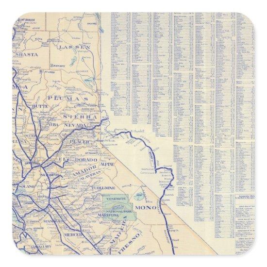 Map of California 4 Square Sticker