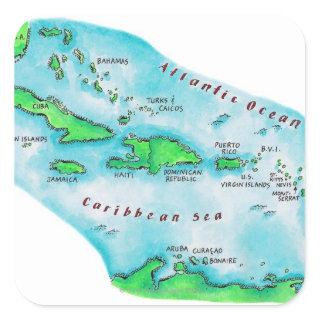 Map of Caribbean Islands Square Sticker