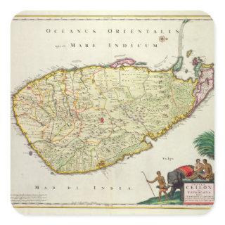 Map of Ceylon according to Nicolas Visscher Square Sticker