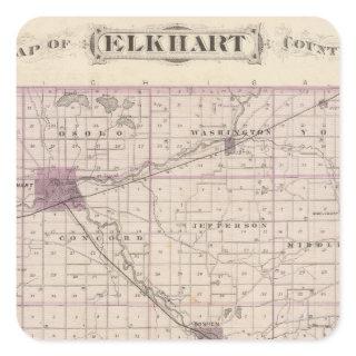 Map of Elkhart County Square Sticker