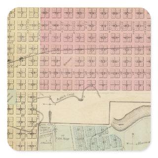 Map of Glencoe, Map of Henderson, Minnesota Square Sticker