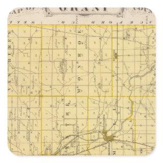 Map of Grant County Square Sticker
