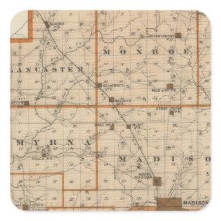 Map of Jefferson County Square Sticker