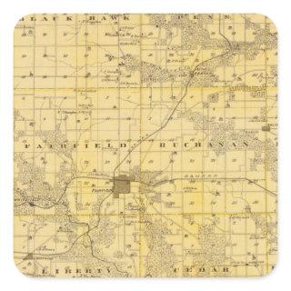 Map of Jefferson County, State of Iowa Square Sticker