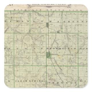 Map of Lagrange County with La Grange, Lima Square Sticker
