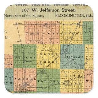 Map of McLean County, Illinois 1886 Square Sticker