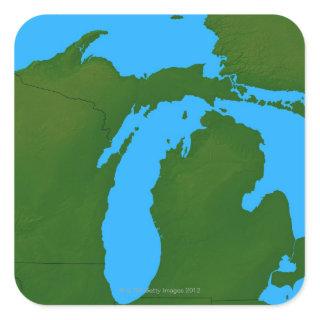 Map of Michigan 3 Square Sticker