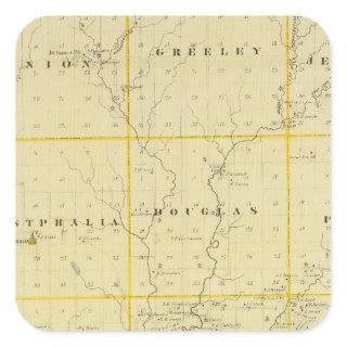 Map of Monona County, State of Iowa Square Sticker