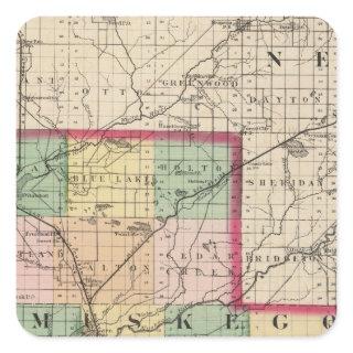 Map of Muskegon County, Michigan Square Sticker