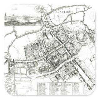 Map of Oxford, 1643 Square Sticker