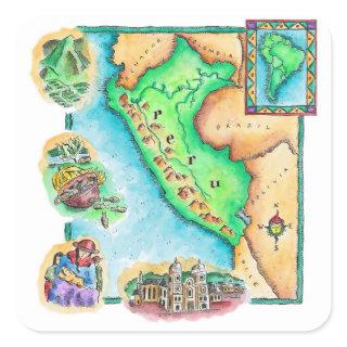 Map of Peru Square Sticker