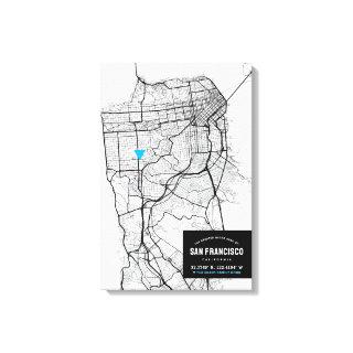 Map of San Francisco + Mark Your Location Canvas Print