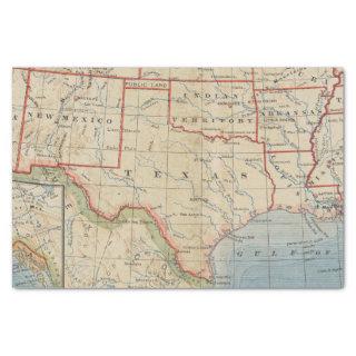 Map of Texas and Surrounding States Circa 1888 Tissue Paper