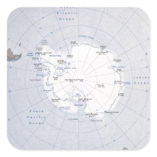 Map of the Antarctic Region (1982) Square Sticker