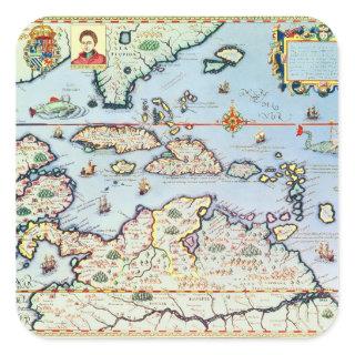 Map of the Caribbean islands Square Sticker