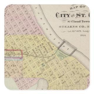 Map of the City of St. Cloud, Minnesota Square Sticker
