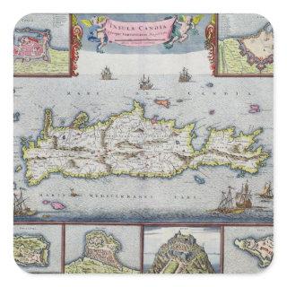 Map of the Island of Candia Square Sticker
