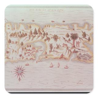 Map of the island of Puerto Rico, 1599 Square Sticker