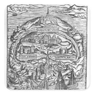 Map of the Island of Utopia, Book frontispiece Square Sticker