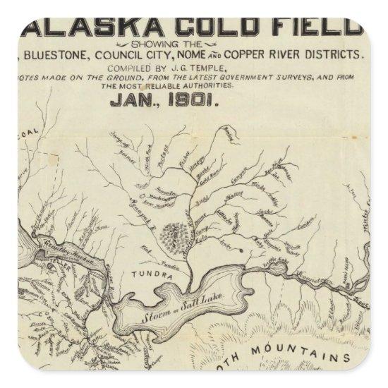 Map Of The New Alaska Gold Fields Square Sticker