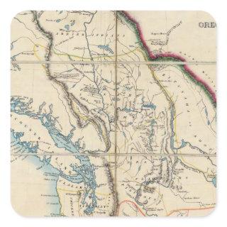 Map of the Oregon Territory 2 Square Sticker