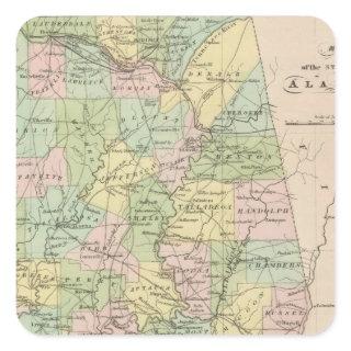 Map of the State of Alabama 2 Square Sticker