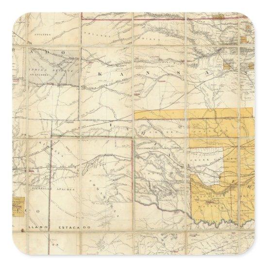 Map Of The States Of Kansas And Texas Square Sticker