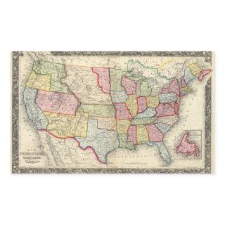 Map Of The United States, And Territories Rectangular Sticker